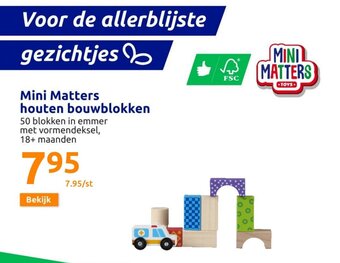 Action Mini Matters houten bouwblokken aanbieding