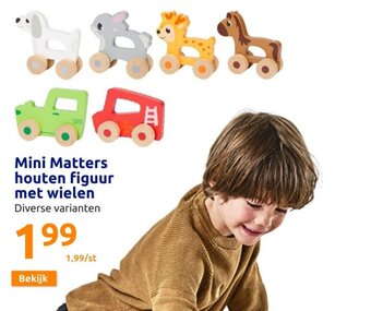 Action Mini Matters houten figuur met wielen aanbieding