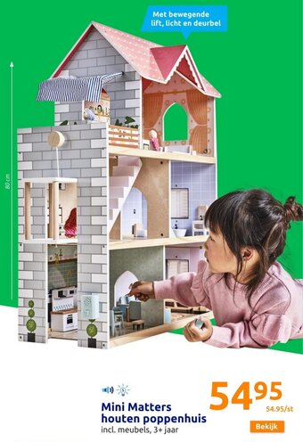 Action Mini Matters houten poppenhuis aanbieding