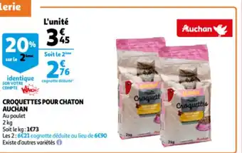 Auchan Croquettes pour chaton auchan au poulet 2kg aanbieding