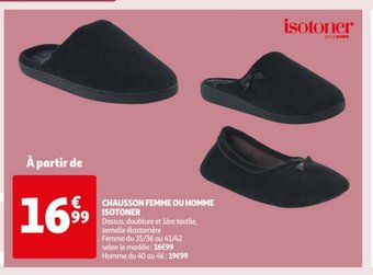 Auchan Chausson femme ou homme isotoner aanbieding
