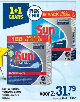Makro Sun professional vaatwastabletten aanbieding