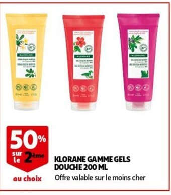 Auchan Klorane Gamme Gels Douche 200ml aanbieding