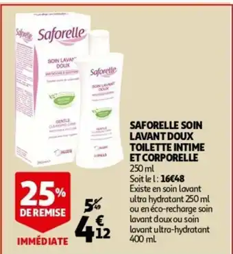 Auchan Saforelle Soin Lavant Doux Toilette Intime et Corporelle 250ml aanbieding