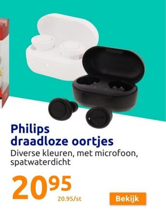Action Philips Draadloze Oortjes aanbieding