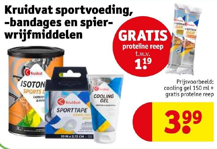 Cooling gel 150ML+ gratis proteine reep promotie bij Kruidvat