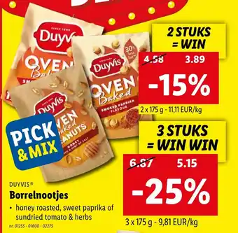 Lidl Duyvis borrelnootjes honey roasted 3x175G nr. 01255 aanbieding