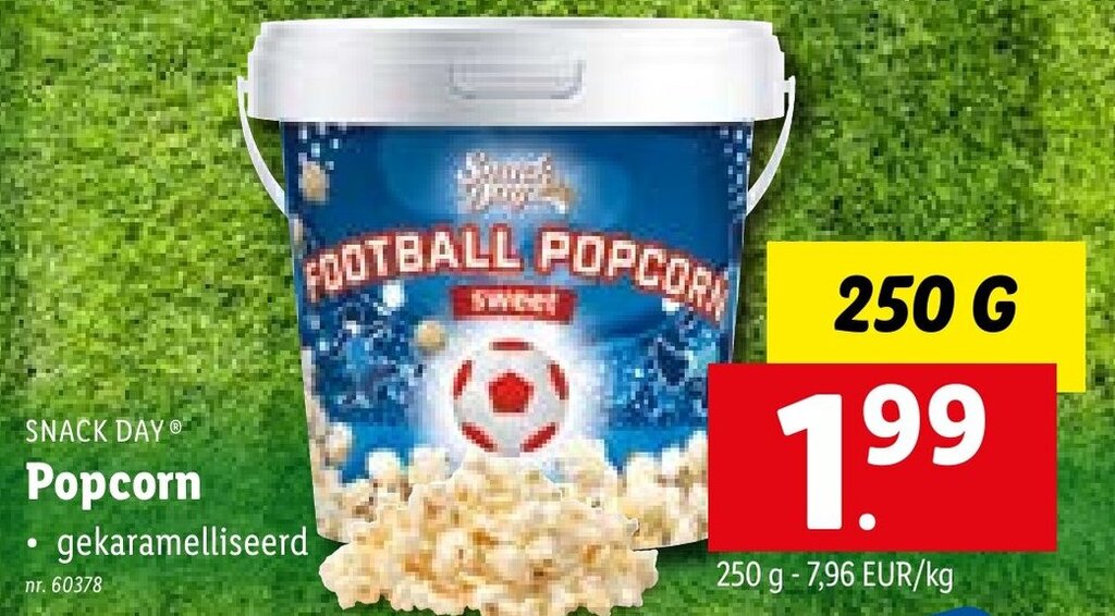 Snack Day popcorn 250G nr. 60378 promotie bij Lidl