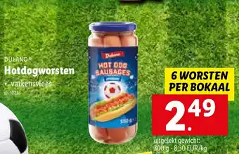 Lidl Dulano hotdogworsten 300G nr. 10238 aanbieding