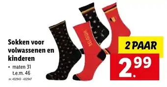 Lidl Sokken voor volwassenen em kinderen 31 t.e.m. 46 2 paar nr. 432943-432947 aanbieding