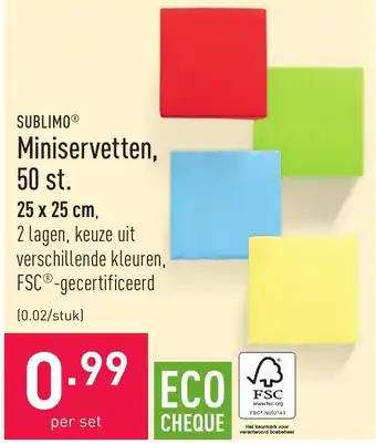 ALDI Sublimo minisevetten 50 st. 25 x 25 cm aanbieding