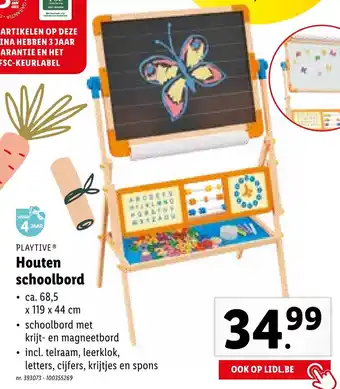 Lidl Playtive Junior houten schoolbord 68.5 x 119 x 44 CM nr. 393073-100355269 aanbieding
