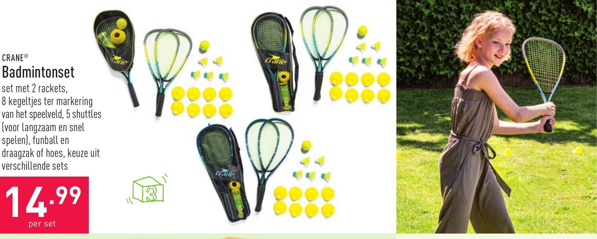 Crane badmintonset promotie bij ALDI