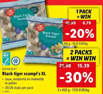 Lidl Ocean Sea black tiger scampi's XL 450G nr. 138311 aanbieding