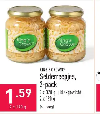 ALDI Kings crown selderreepjes 2 x 190 g aanbieding