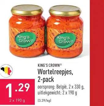 ALDI Kings crown wortelreepjes 2 x 190 g aanbieding