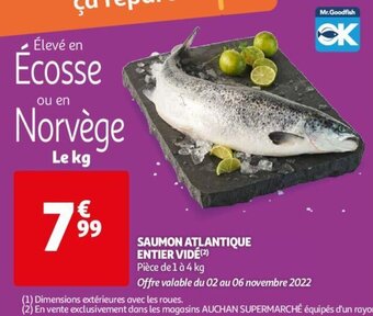 Auchan Saumon Atlantique entier vide aanbieding