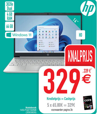 Cora HP Notebook 14S-FQ0194NB aanbieding