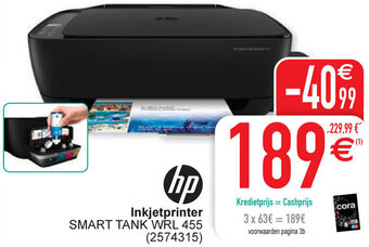 Cora HP Inkjetprinter Smart Tank WRL 455 aanbieding