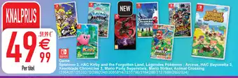 Cora Game Splatoon 3, HAC Kirby and the Forgotten Land, Legendes Pokemon aanbieding