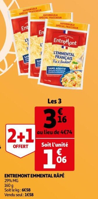 Auchan Entremont emmental rape 160G aanbieding