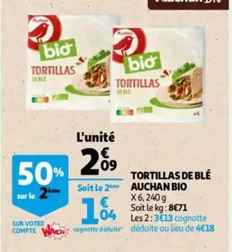 Auchan Bio Tortillas 240G aanbieding