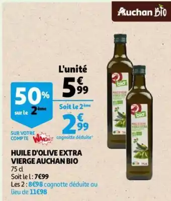 Auchan Bio huile D'olive extra vierge 75CL aanbieding