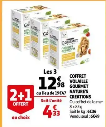Auchan Purina coffret volaille gourmet nature's creations 8x85G aanbieding