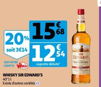 Auchan Whisky sir edward's 40° 1L aanbieding