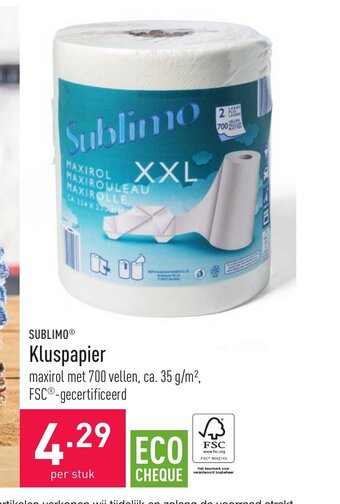 ALDI Sublimo kluspapier aanbieding