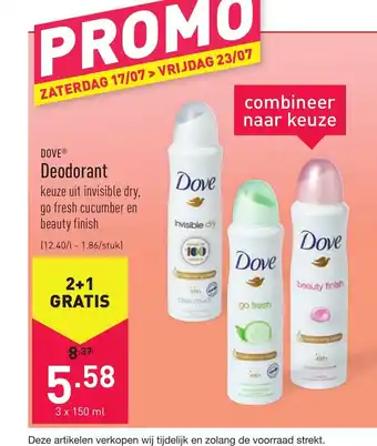 ALDI Dove deodorant 3 x 150 ml aanbieding