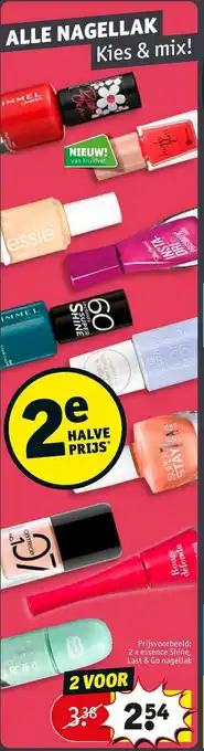 Kruidvat 2 x essence Shine, Last % Go nagellak aanbieding