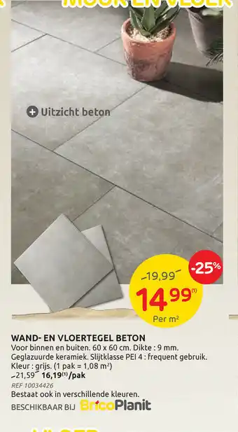 Brico Wand-en vloertegel beton aanbieding