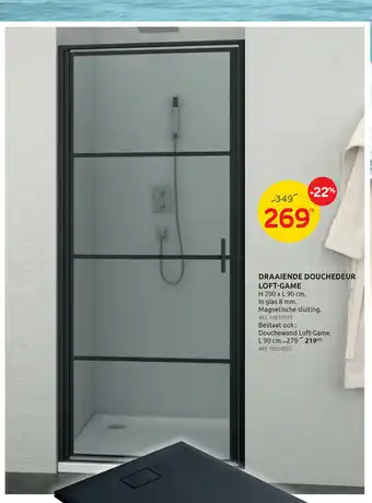 Draaiende douchedeur loft-game