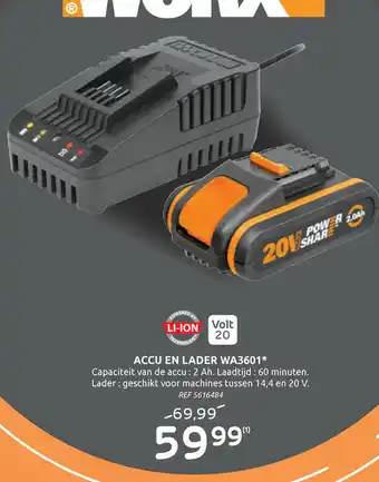 Brico Accu en lader wa3601 aanbieding