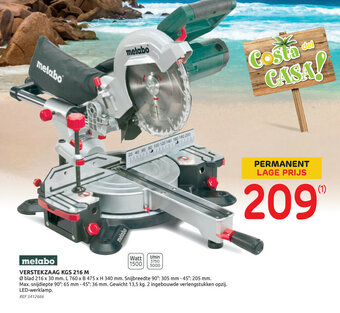 Brico Metabo verstekzaag kgs 216 m aanbieding