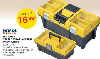 Brico Patrol set van 2 gereedschapskoffers stuff carbo 30 en 50 cm aanbieding
