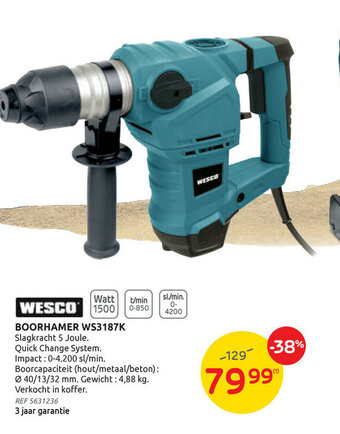 Brico Wesco boorhamer ws3187k aanbieding