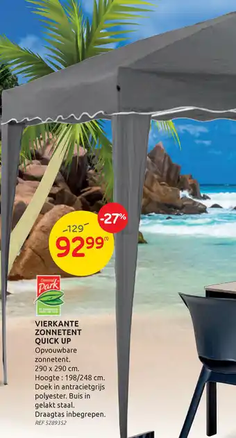 Brico Vierkante zonnetent quick up 290 x 290 cm aanbieding