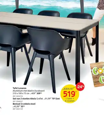 Brico Tafel Levanzo 1 tafel + 6 stoelen aanbieding