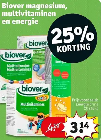 Kruidvat Biover magnesium, multivitaminen en energie aanbieding
