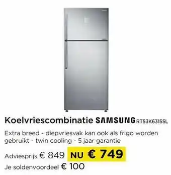 Molecule Samsung koelvriescombinatie rt53k6315sl aanbieding