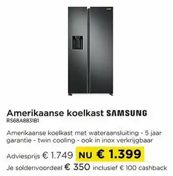 Molecule Samsung amerikaanse koelkast rs68a8831b1 aanbieding
