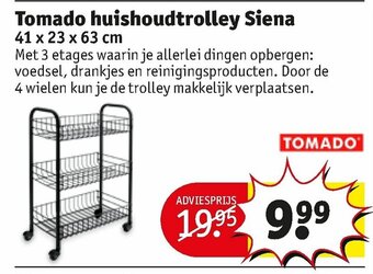 Kruidvat Tomado huishoudtrolley Siena aanbieding