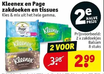 Kruidvat Kleenex en Page zakdoeken en tissues aanbieding