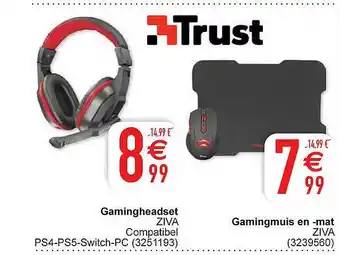 Cora Gamingheadset ziva, gamingmuis en mat ziva aanbieding