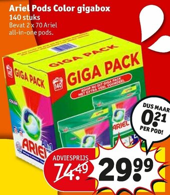 Kruidvat Ariel pods Color gigabox 140 stuks aanbieding