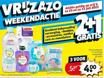Kruidvat 3 x vochtige washandjes aanbieding