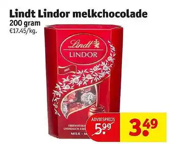 Kruidvat Lindt lindor melkchocolade aanbieding