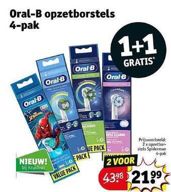 Kruidvat Oralb opzetborstels 4pak aanbieding